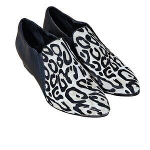 Isola Banner Black Leather Booties Size 8 Western Snow Leopard Mob Wife Boots